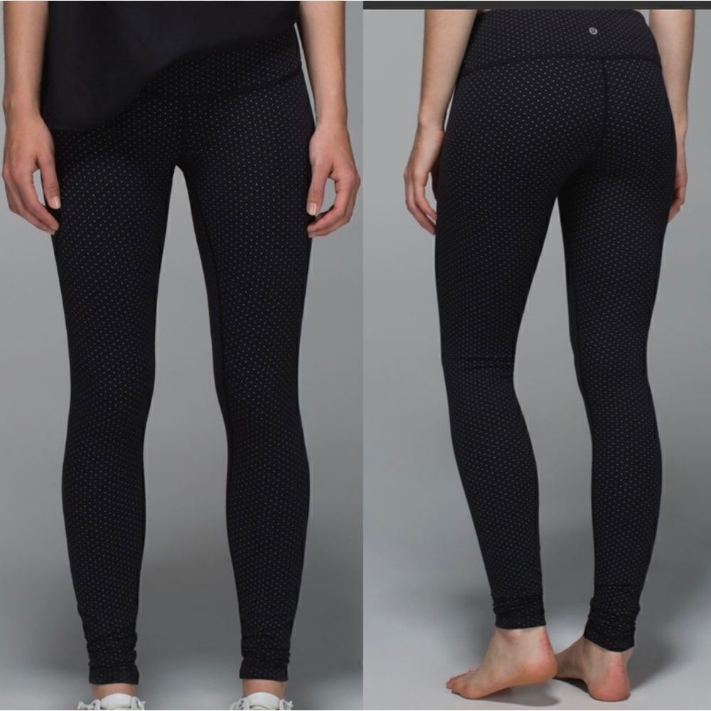 lululemon athletica Black Leggings with Subtle Dot Print